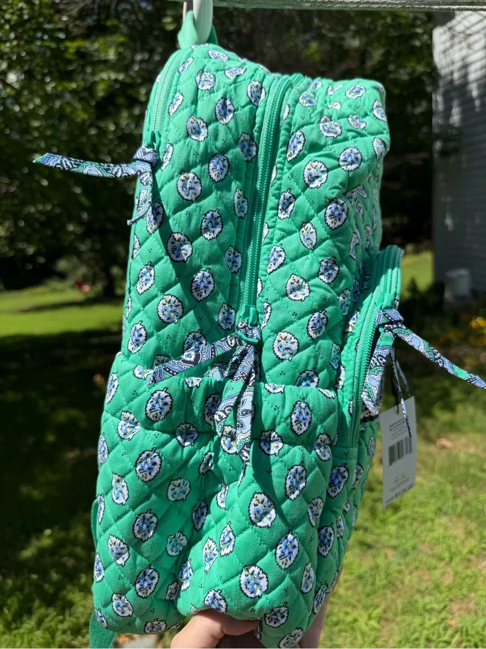 Vera Bradley Campus Backpack Garden Green Leaf NWT